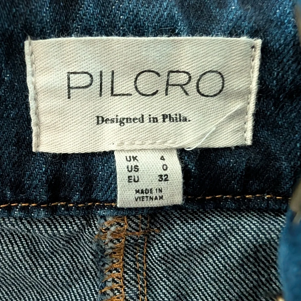 Anthropologie - Pilcro Fluted Denim Maxi Skirt Fray Hem Stretch Dark Deni - Picture 9 of 11